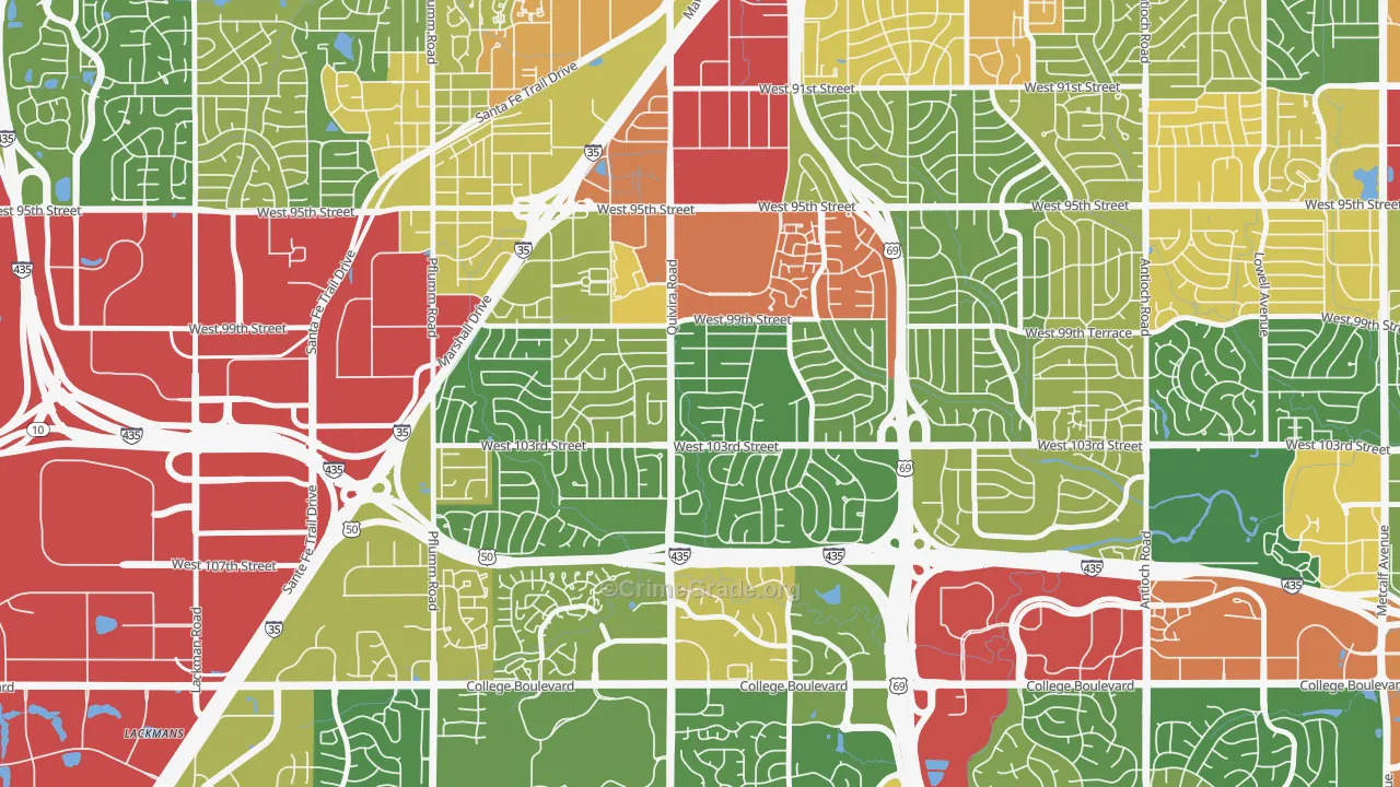 Oak Park, Overland Park, KS Map of Assault Rates