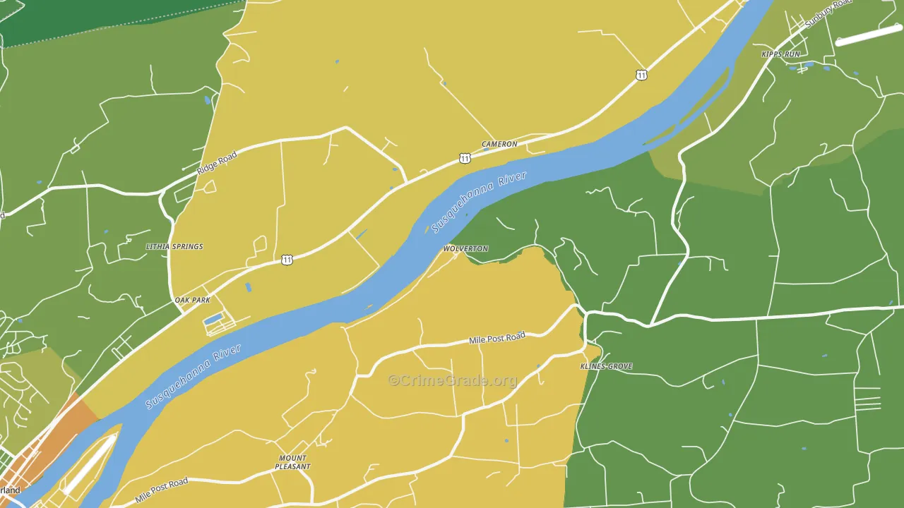 Oak Park, PA Map of Assault Rates