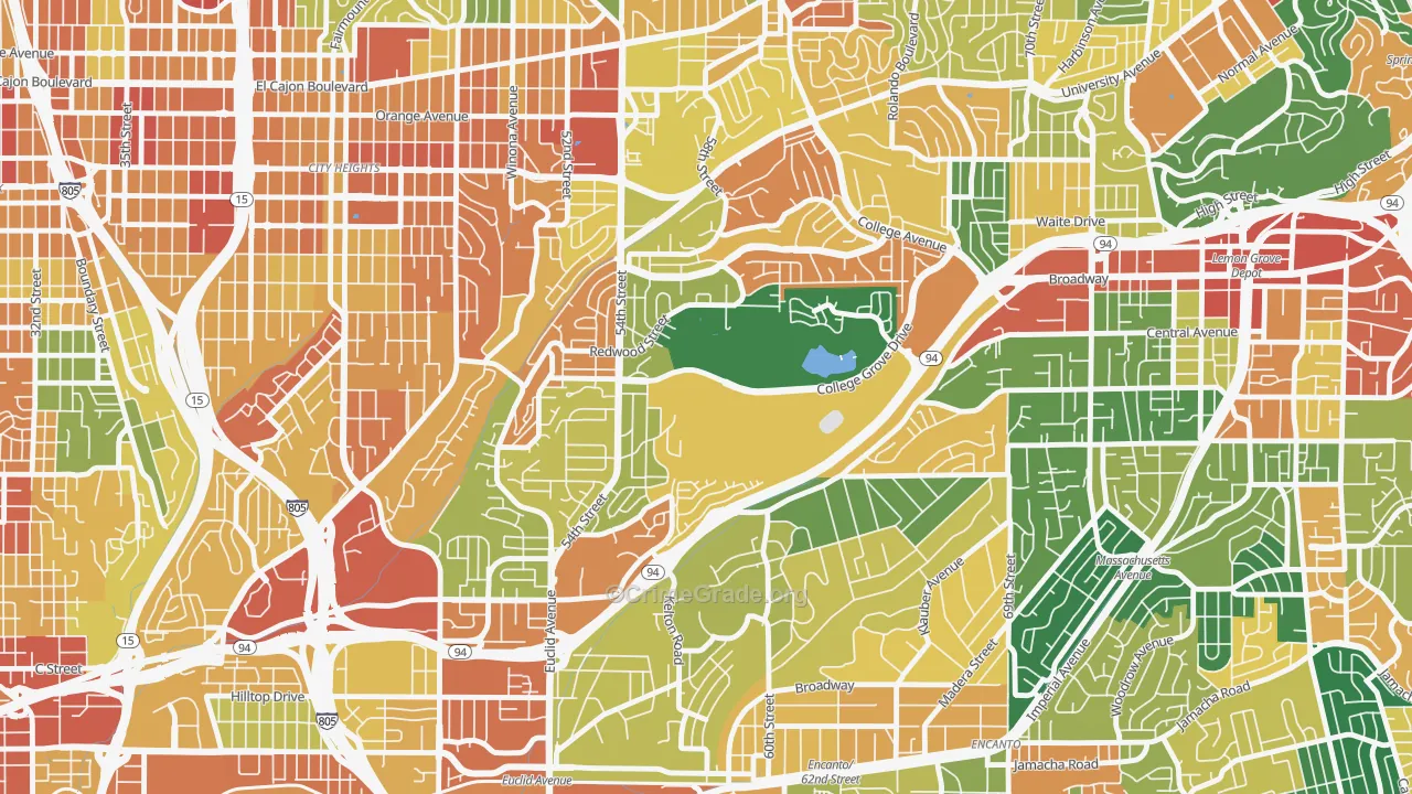 Oak Park, San Diego, CA Map of Assault Rates