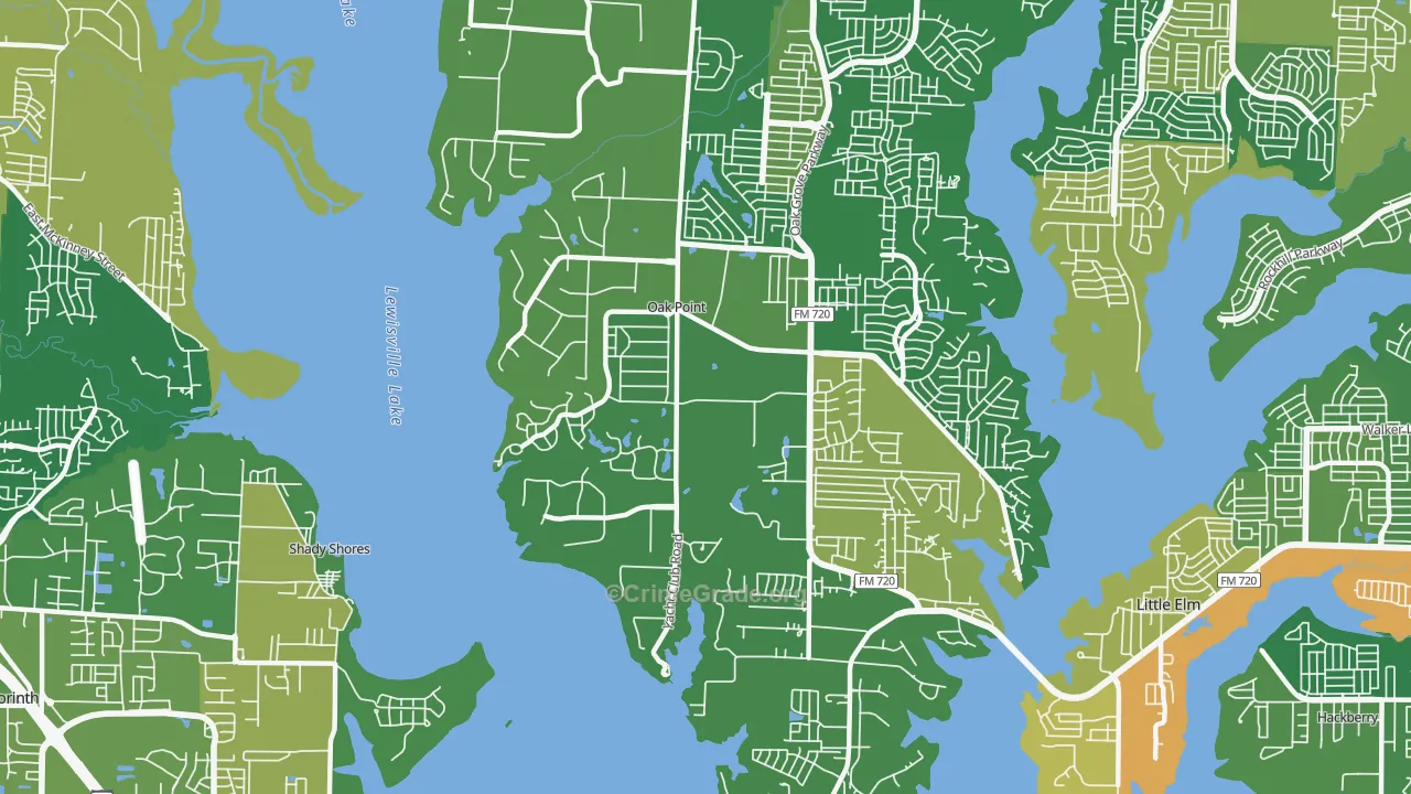 Oak Point, TX Map of Assault Rates