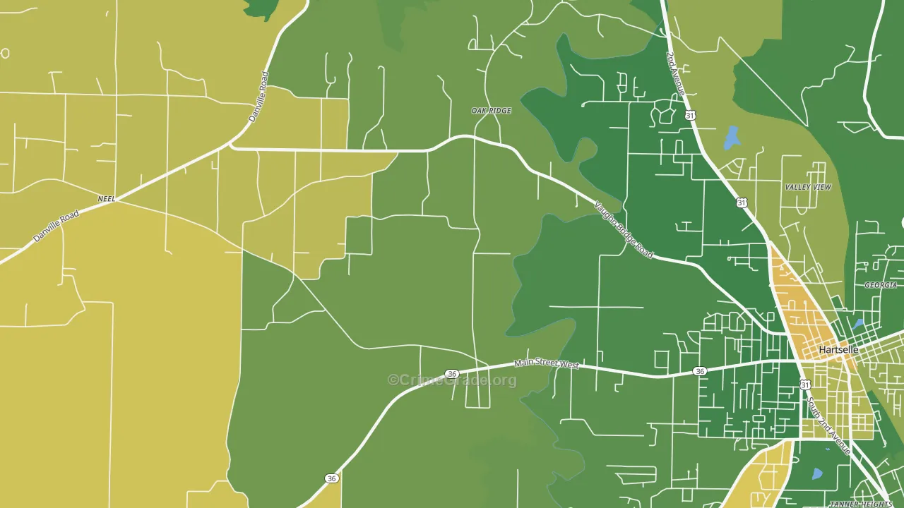 Oak Ridge, AL Map of Assault Rates