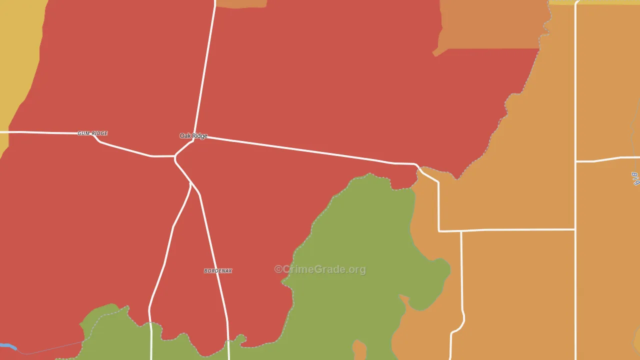 Oak Ridge, LA Map of Assault Rates