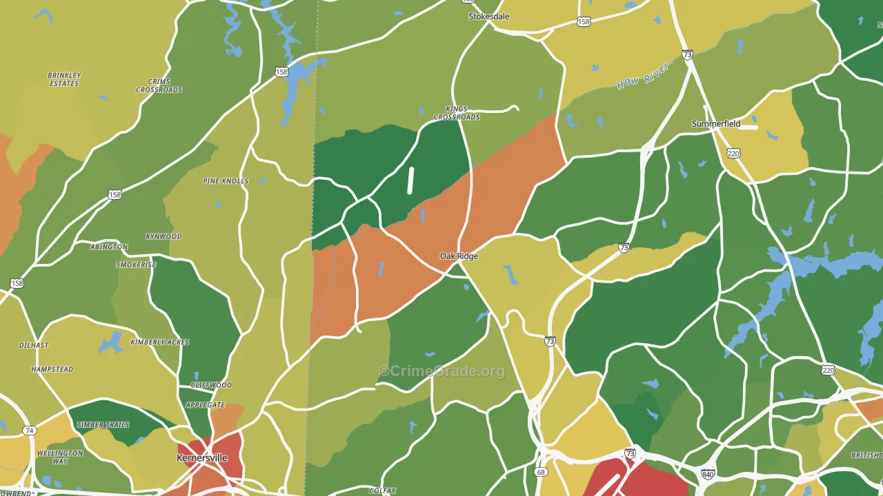 Oak Ridge, NC Map of Assault Rates