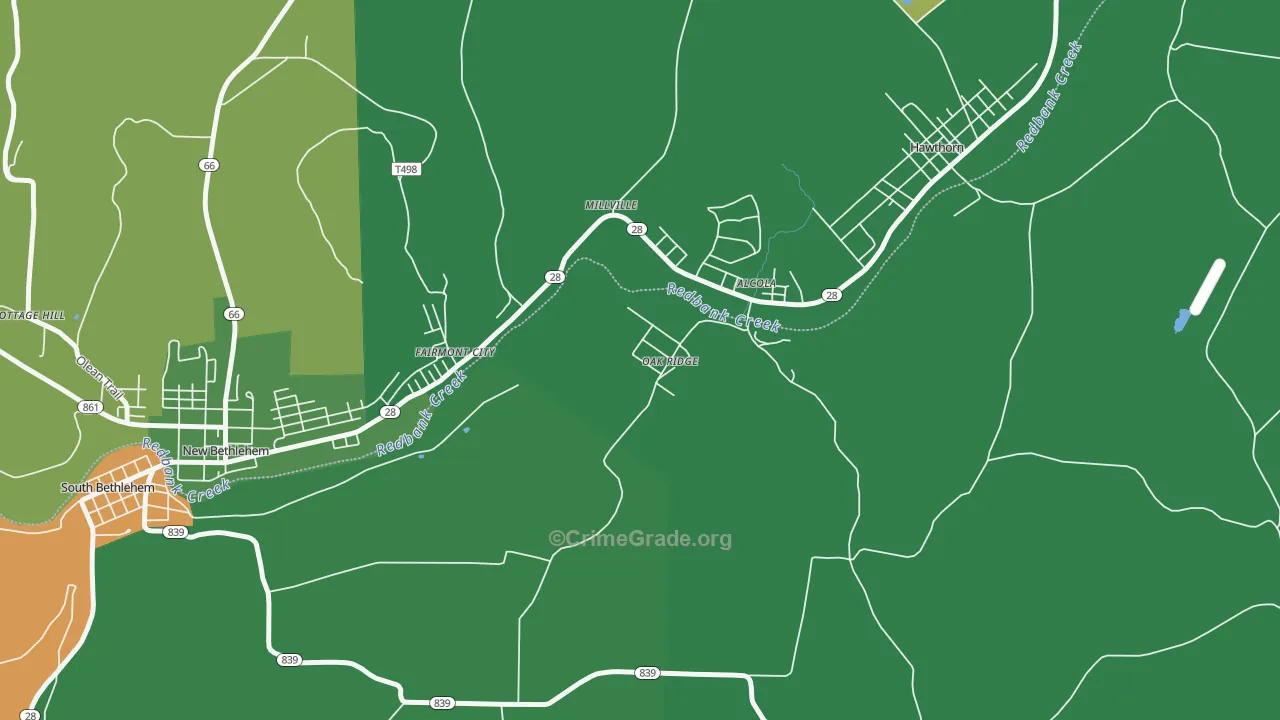 Oak Ridge, PA Map of Assault Rates