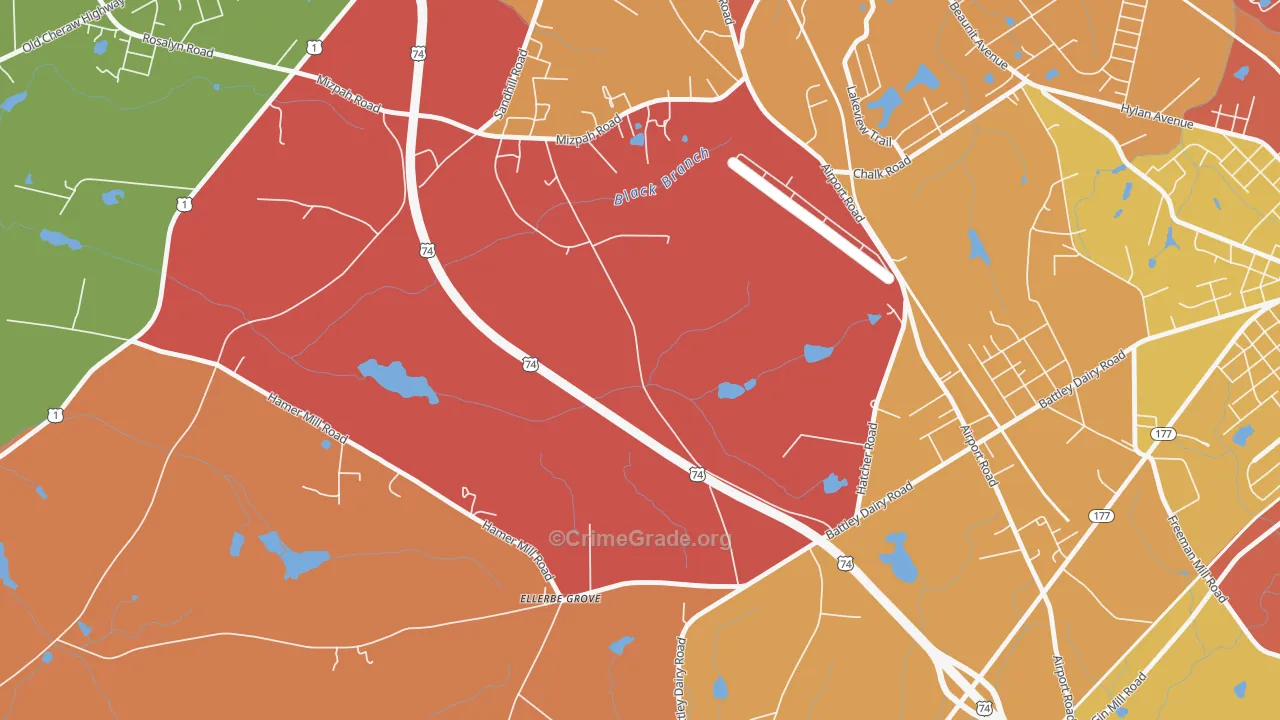 Oak Ridge Park, NC Map of Assault Rates