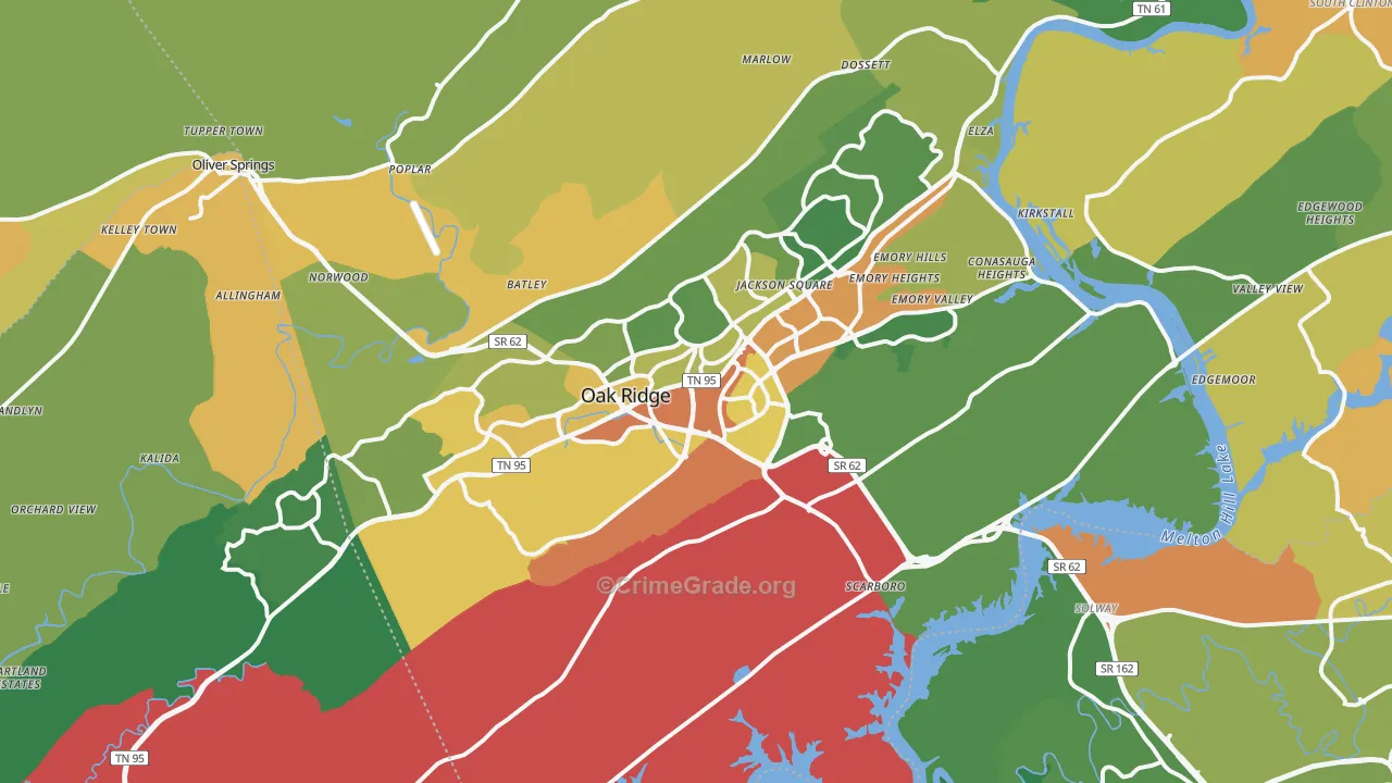 Oak Ridge, TN Map of Assault Rates