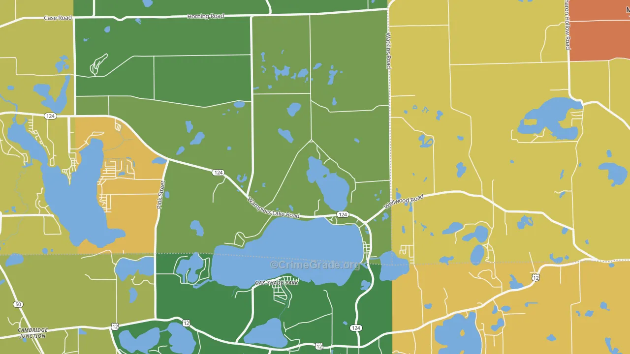 Oak Shade Park, MI Map of Assault Rates