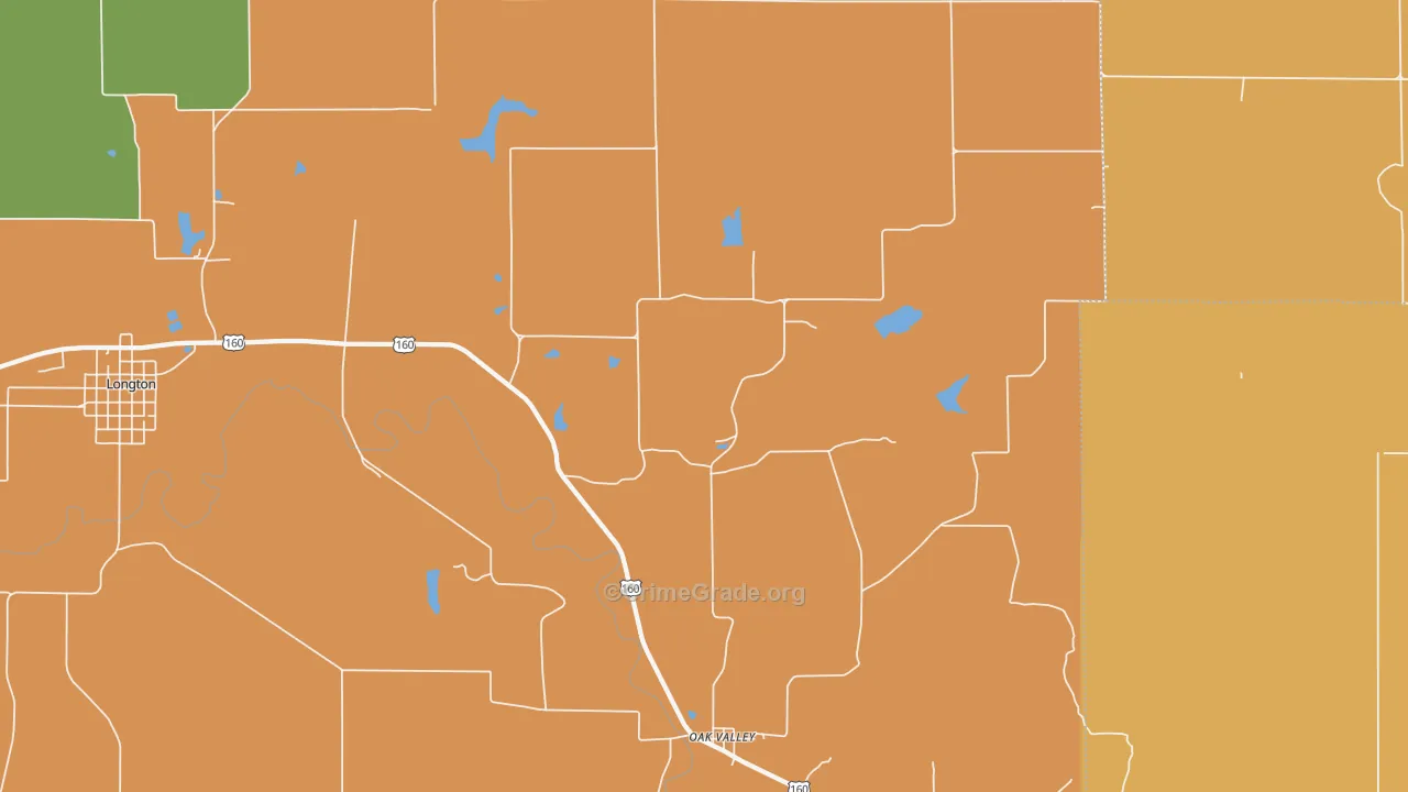 Oak Valley, KS Map of Assault Rates