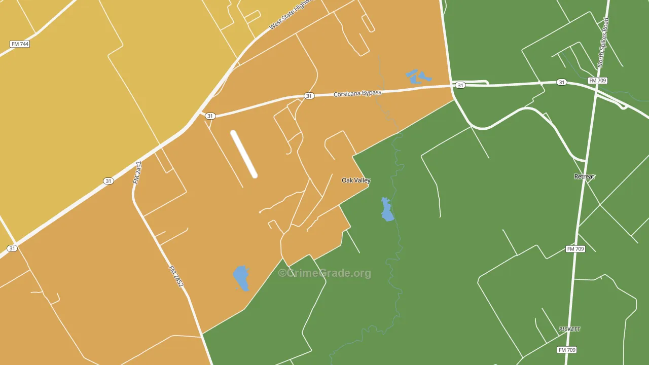 Oak Valley, TX Map of Assault Rates
