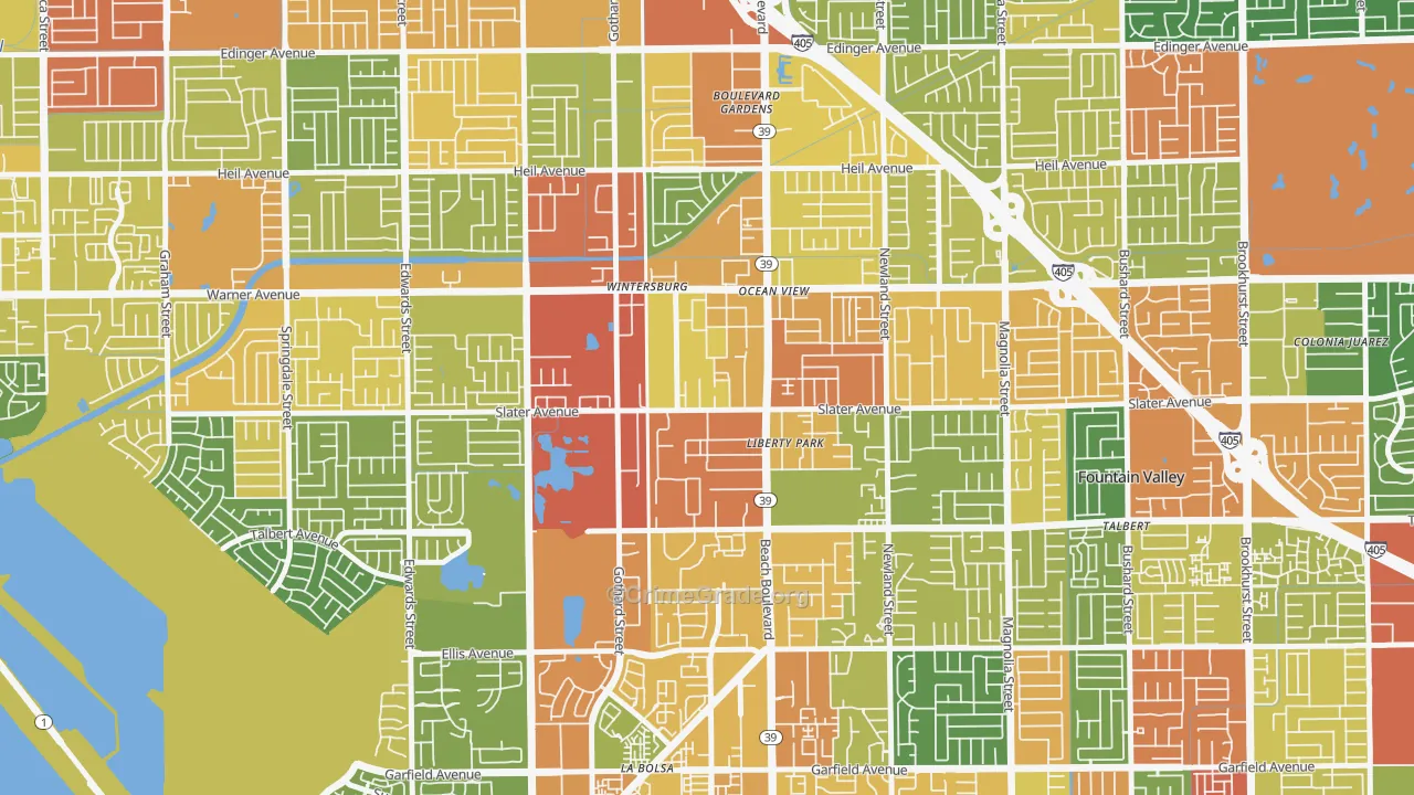 Oak View, Huntington Beach, CA Map of Assault Rates