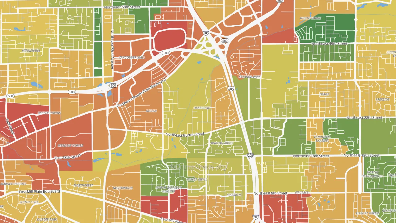 Oakbrook, Vancouver, WA Map of Assault Rates