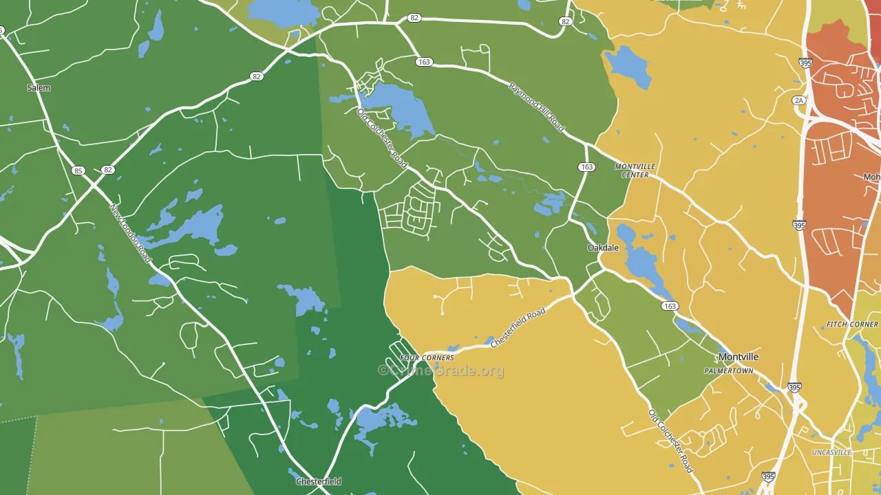 Oakdale, CT Map of Assault Rates