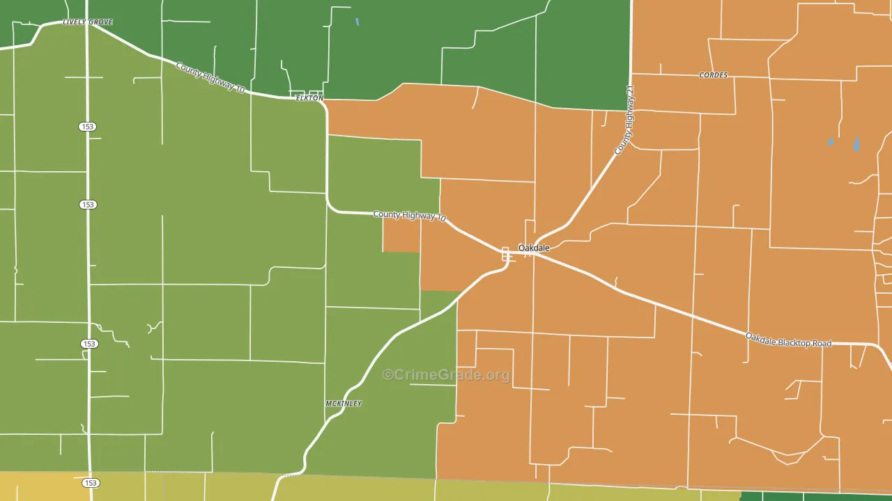 Oakdale, IL Map of Assault Rates