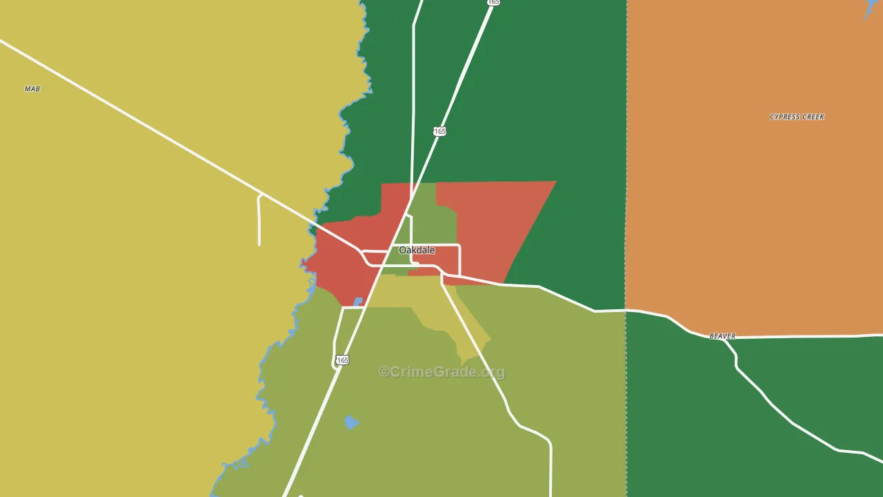 Oakdale, LA Map of Assault Rates