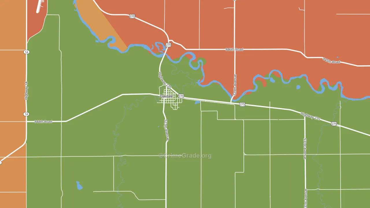 Oakdale, NE Map of Assault Rates