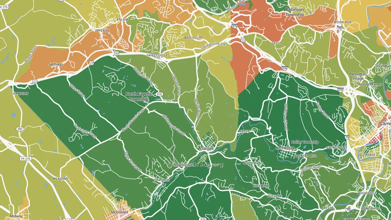Oakdale, PA Map of Assault Rates