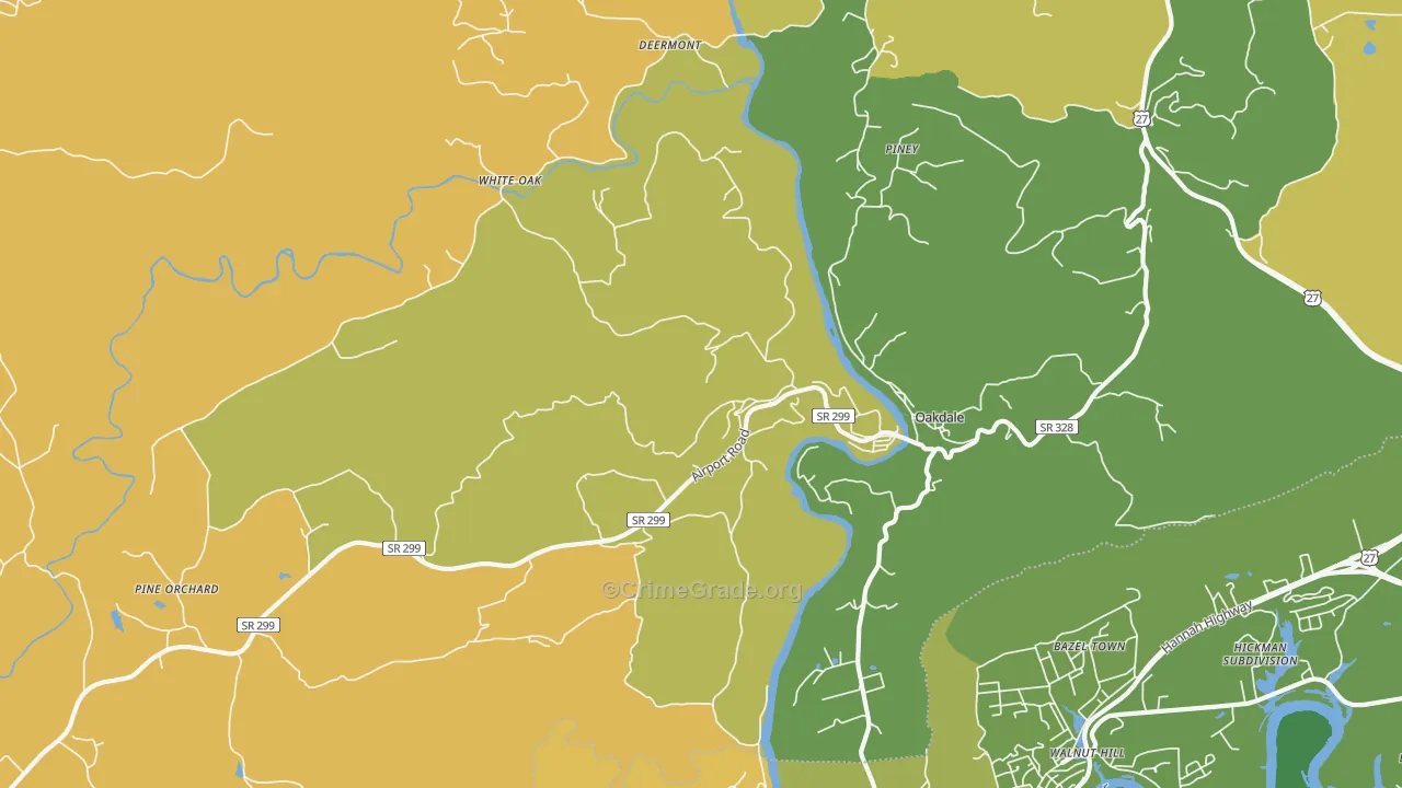 Oakdale, TN Map of Assault Rates