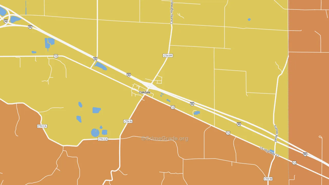 Oakdale, WI Map of Assault Rates