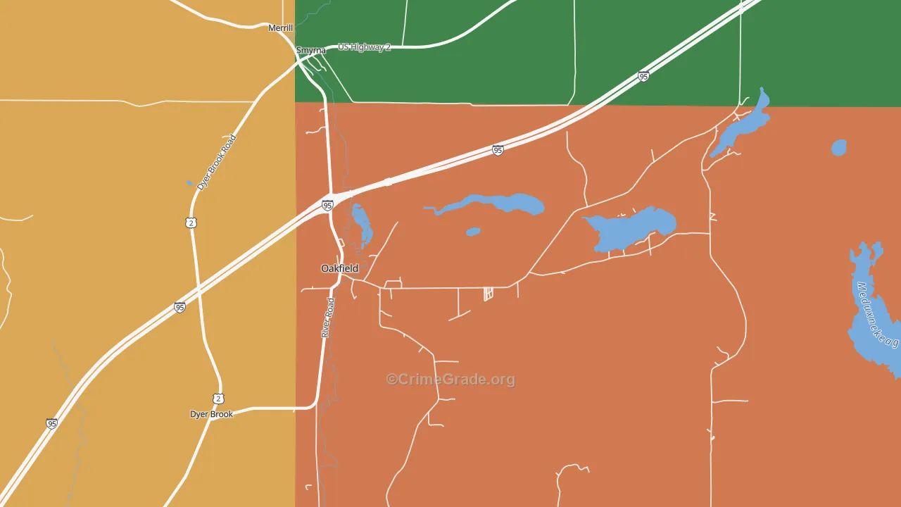Oakfield, ME Map of Assault Rates