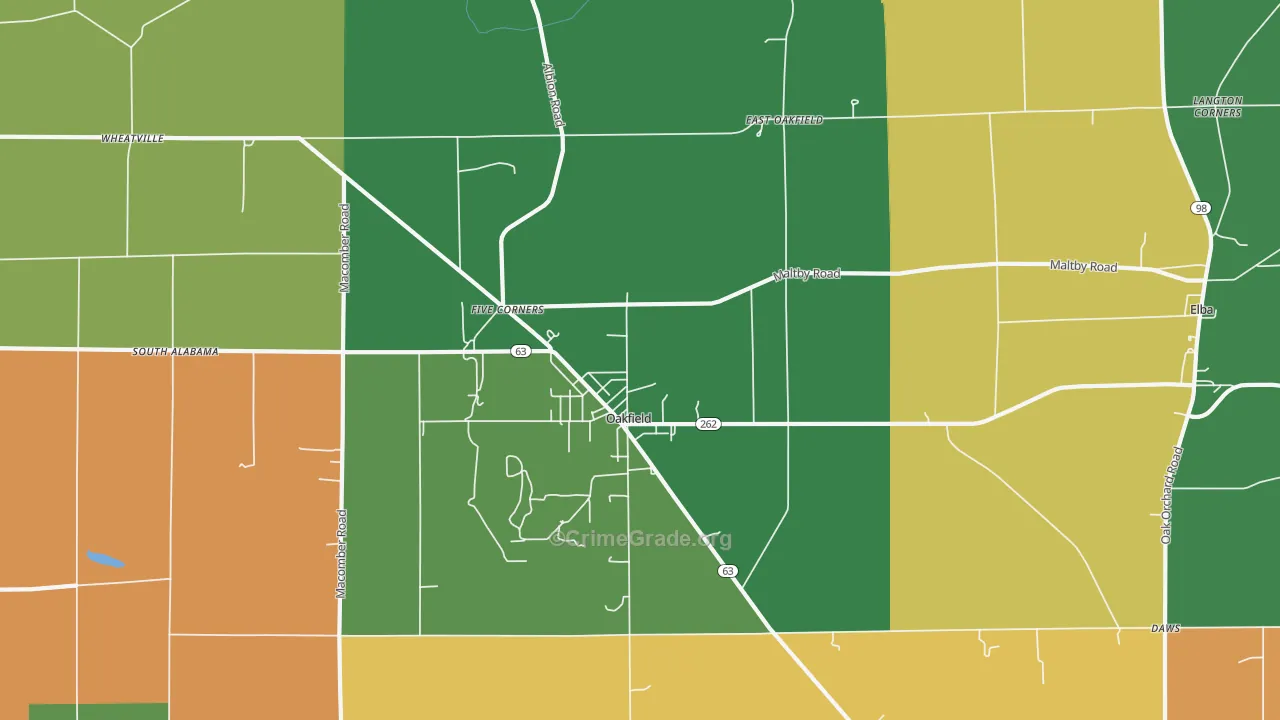 Oakfield, NY Map of Assault Rates