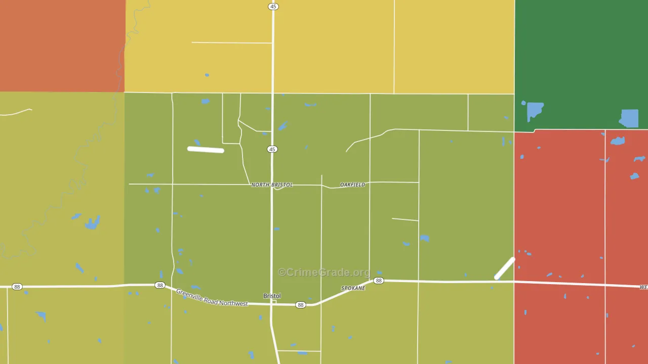 Oakfield, OH Map of Assault Rates