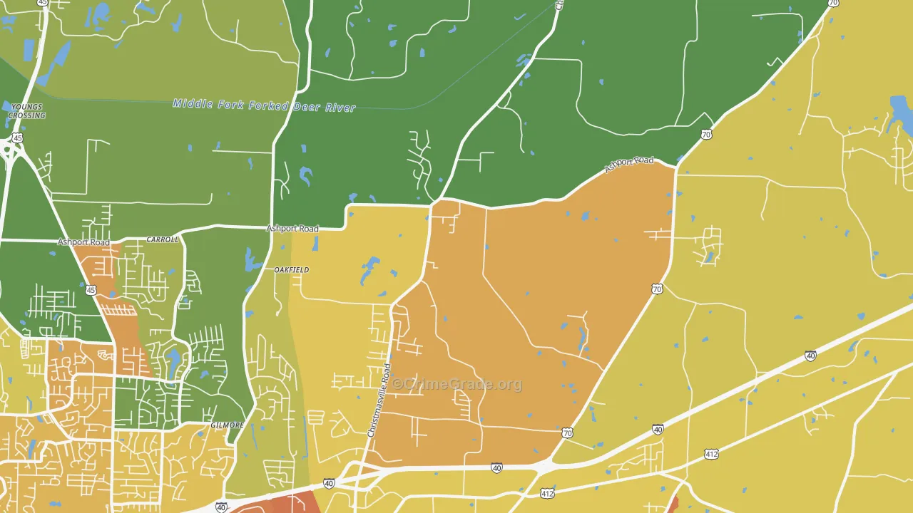 Oakfield, TN Map of Assault Rates