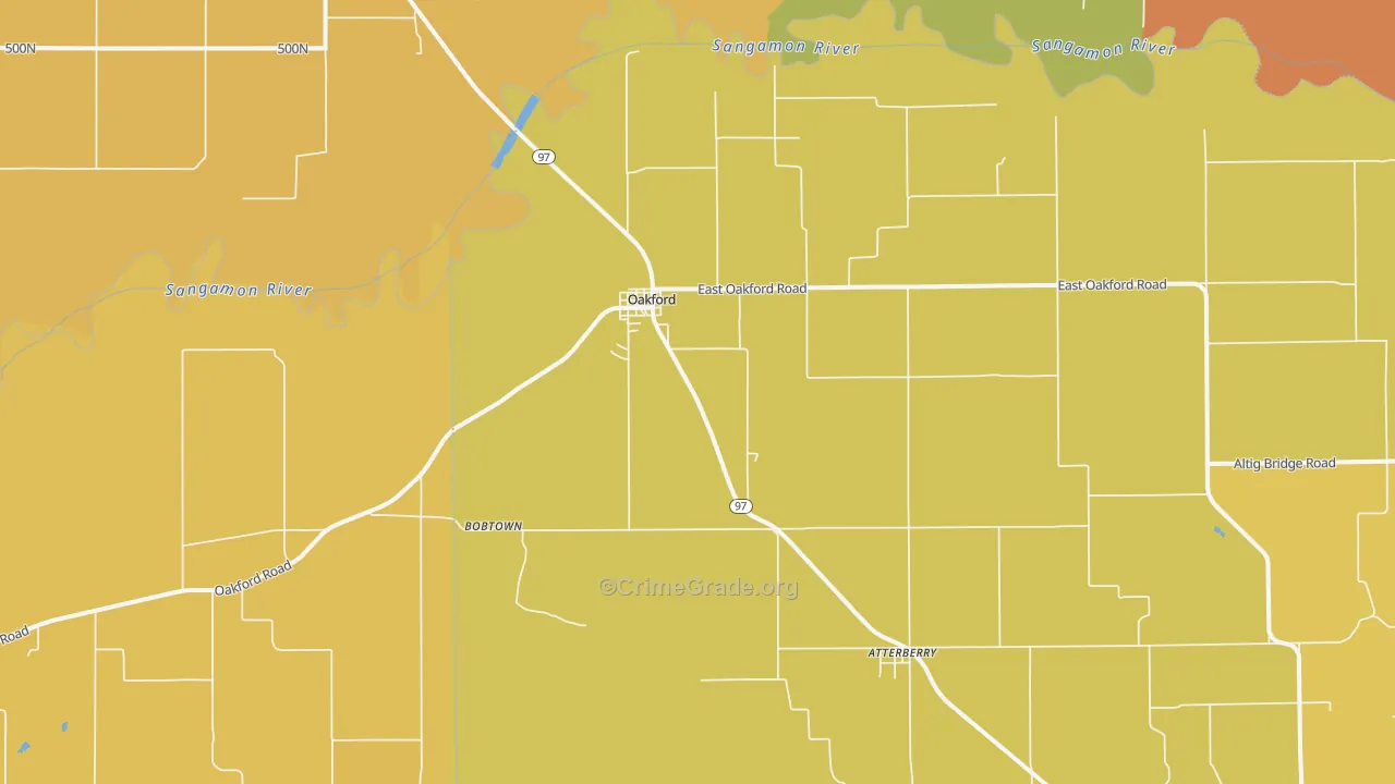 Oakford, IL Map of Assault Rates