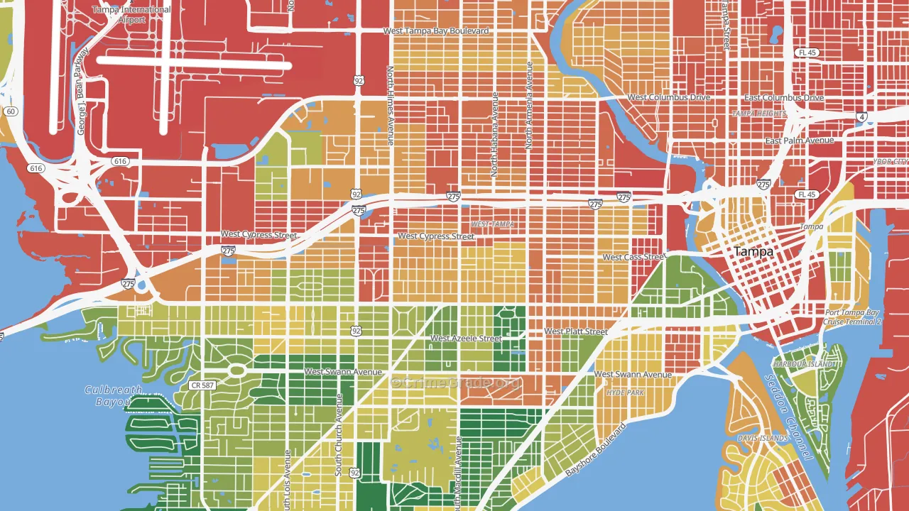 Oakford Park, Tampa, FL Map of Assault Rates