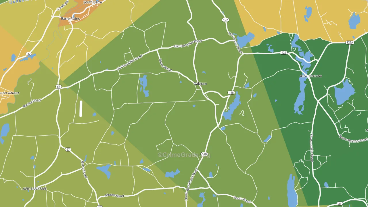 Oakham, MA Map of Assault Rates