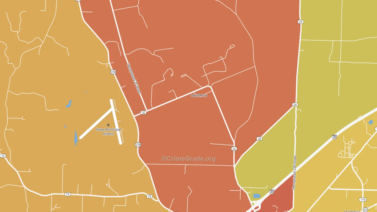 Oakhaven, AR Map of Assault Rates