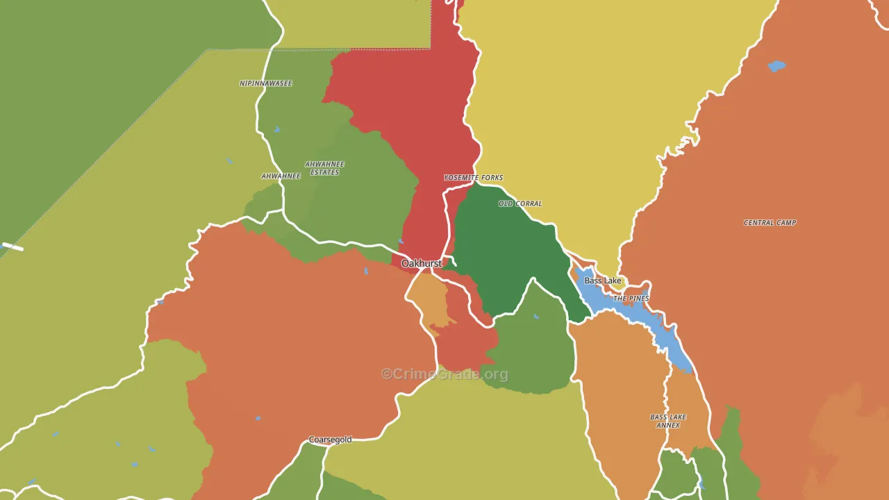 Oakhurst, CA Map of Assault Rates
