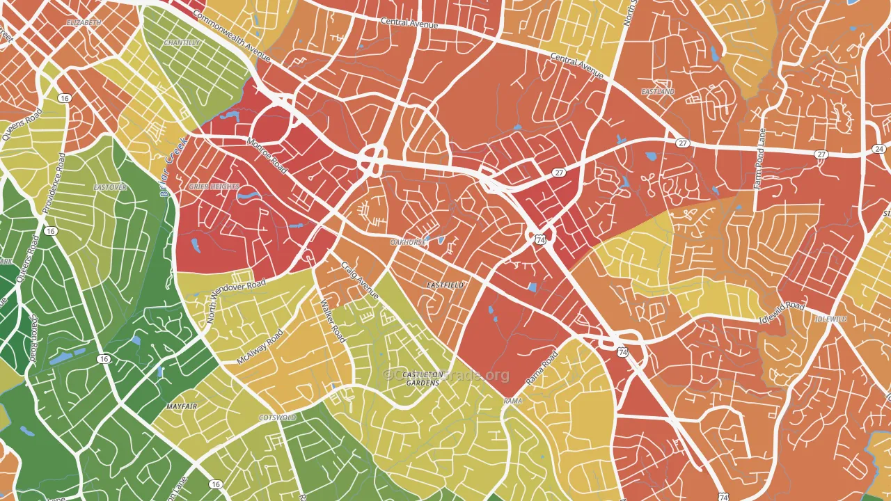 Oakhurst, Charlotte, NC Map of Assault Rates