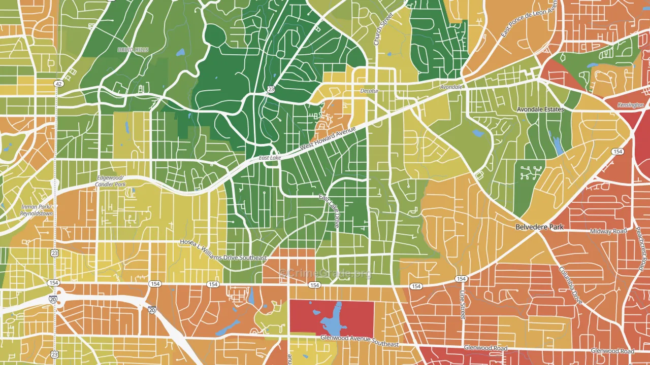 Oakhurst, Decatur, GA Map of Assault Rates