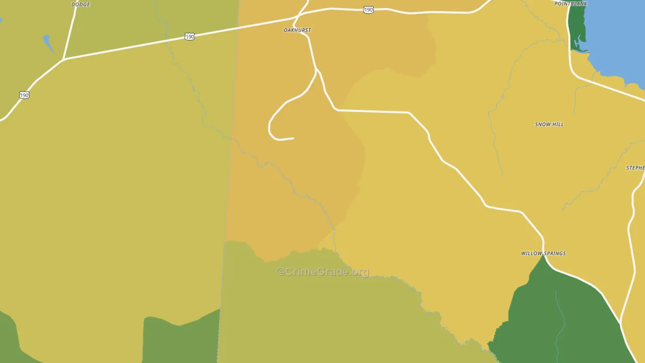 Oakhurst, TX Map of Assault Rates