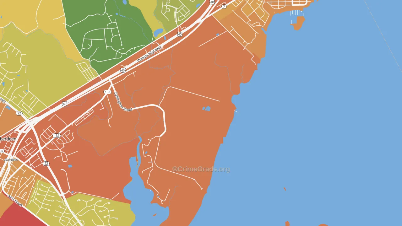 Oakington, MD Map of Assault Rates