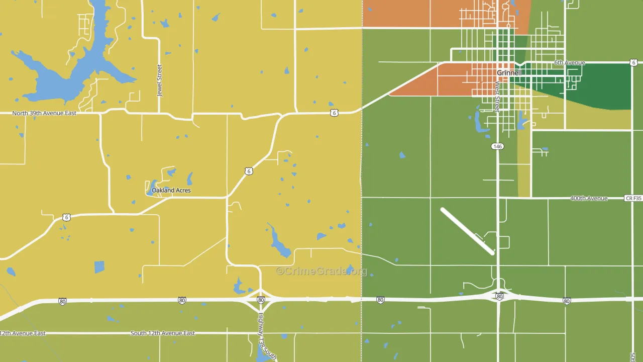 Oakland Acres, IA Map of Assault Rates
