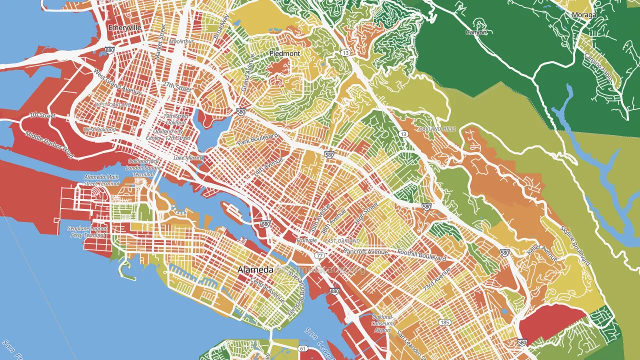 Oakland, CA Map of Assault Rates