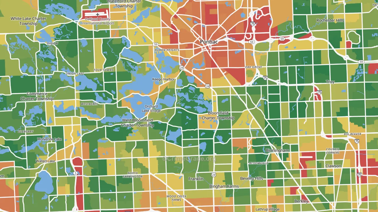 Oakland County, MI Map of Assault Rates
