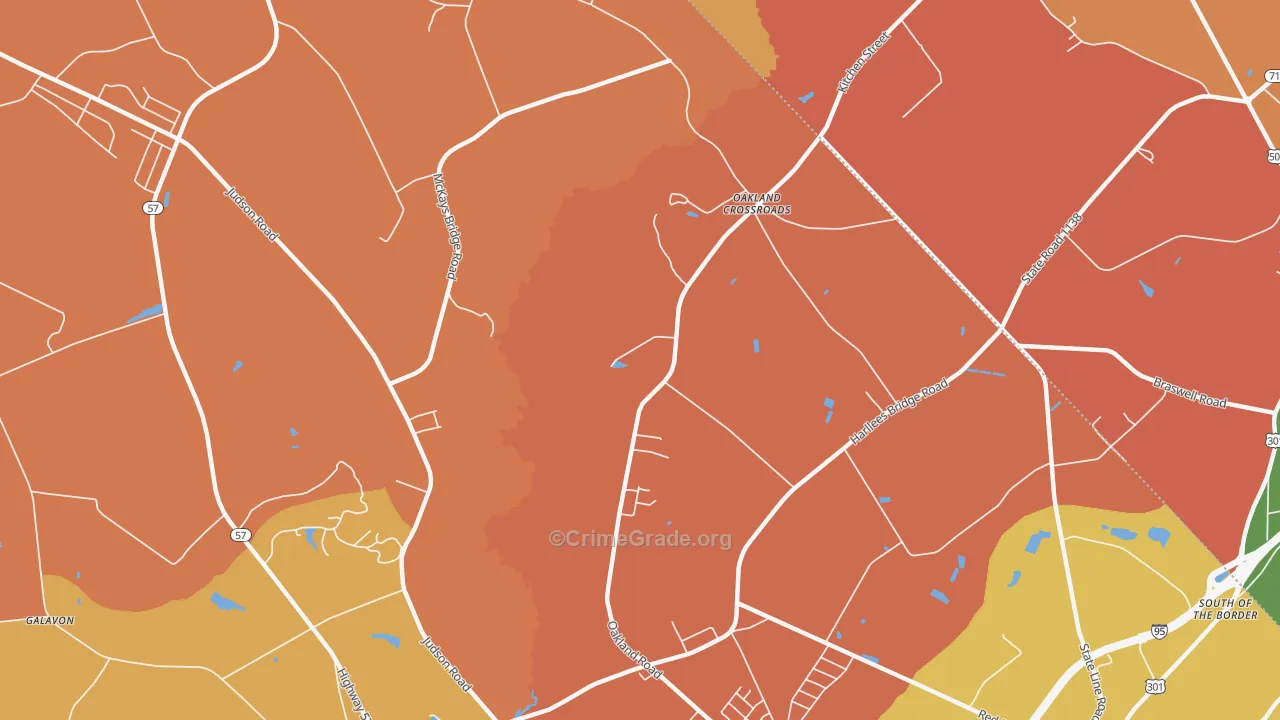 Oakland Cross Roads, SC Map of Assault Rates