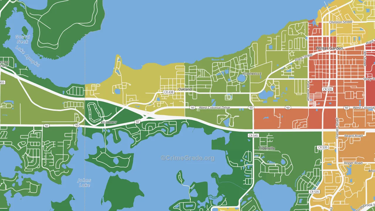Oakland, FL Map of Assault Rates