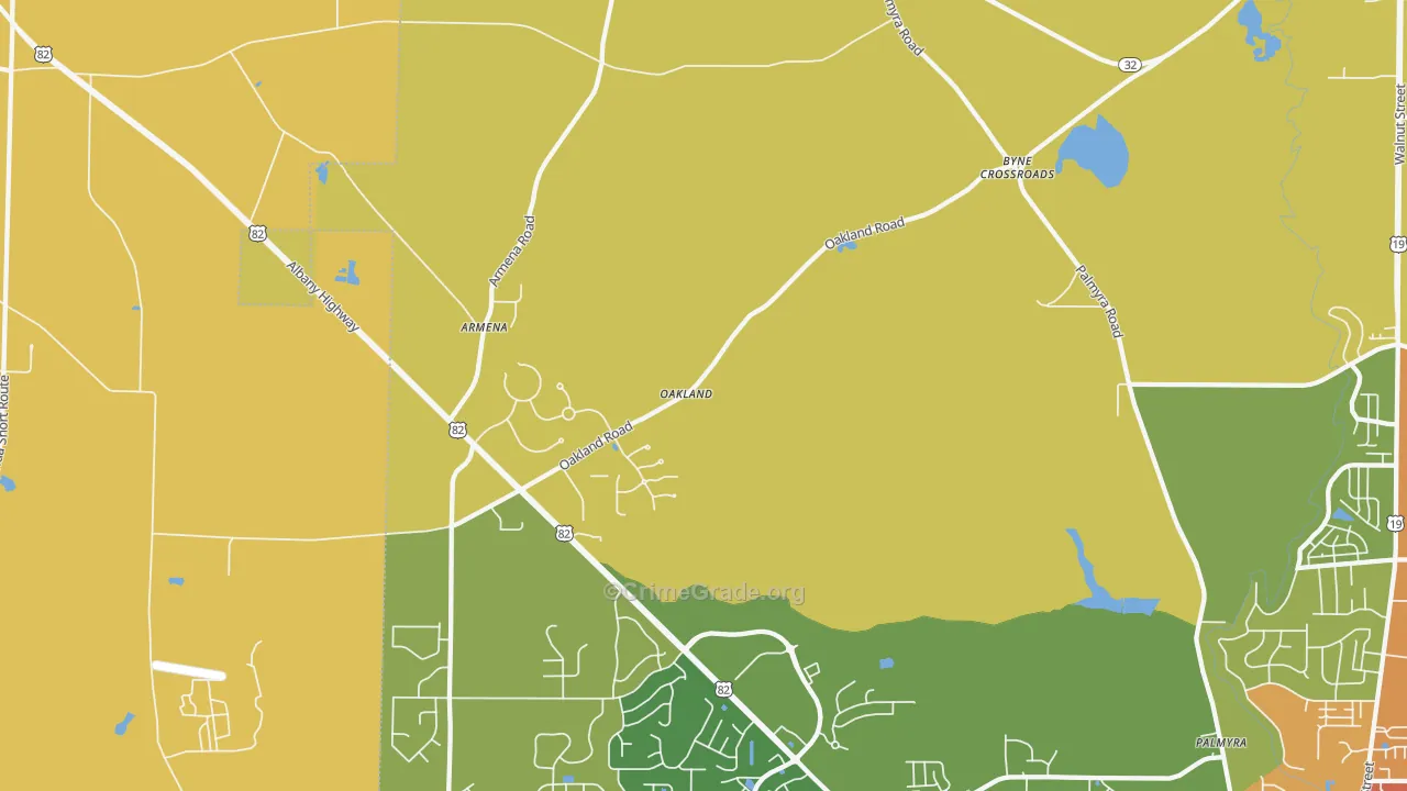 Oakland, GA Map of Assault Rates