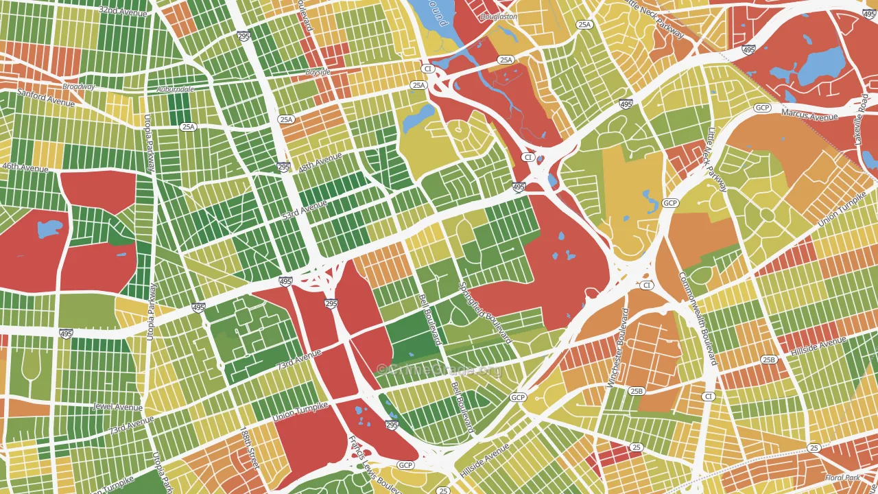 Oakland Gardens, Queens, NY Map of Assault Rates