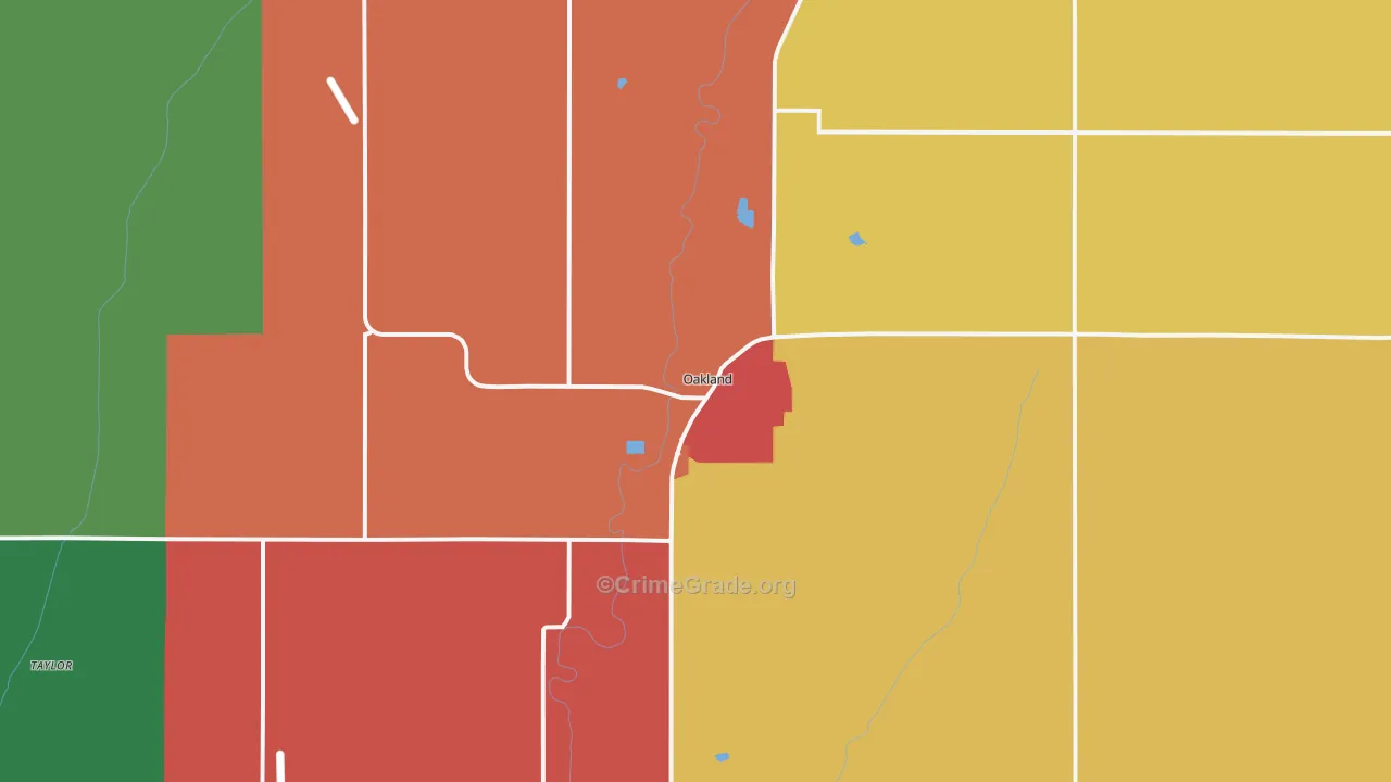 Oakland, IA Map of Assault Rates