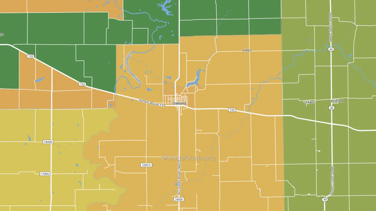 Oakland, IL Map of Assault Rates