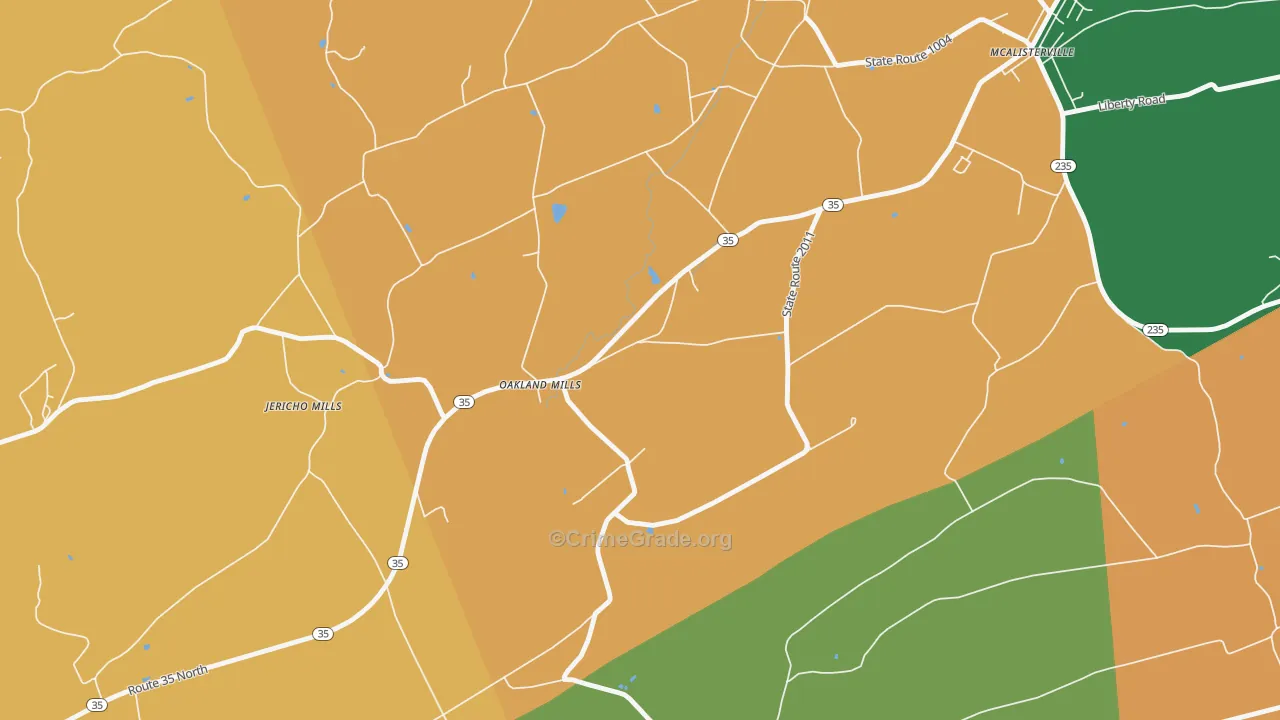 Oakland Mills, PA Map of Assault Rates
