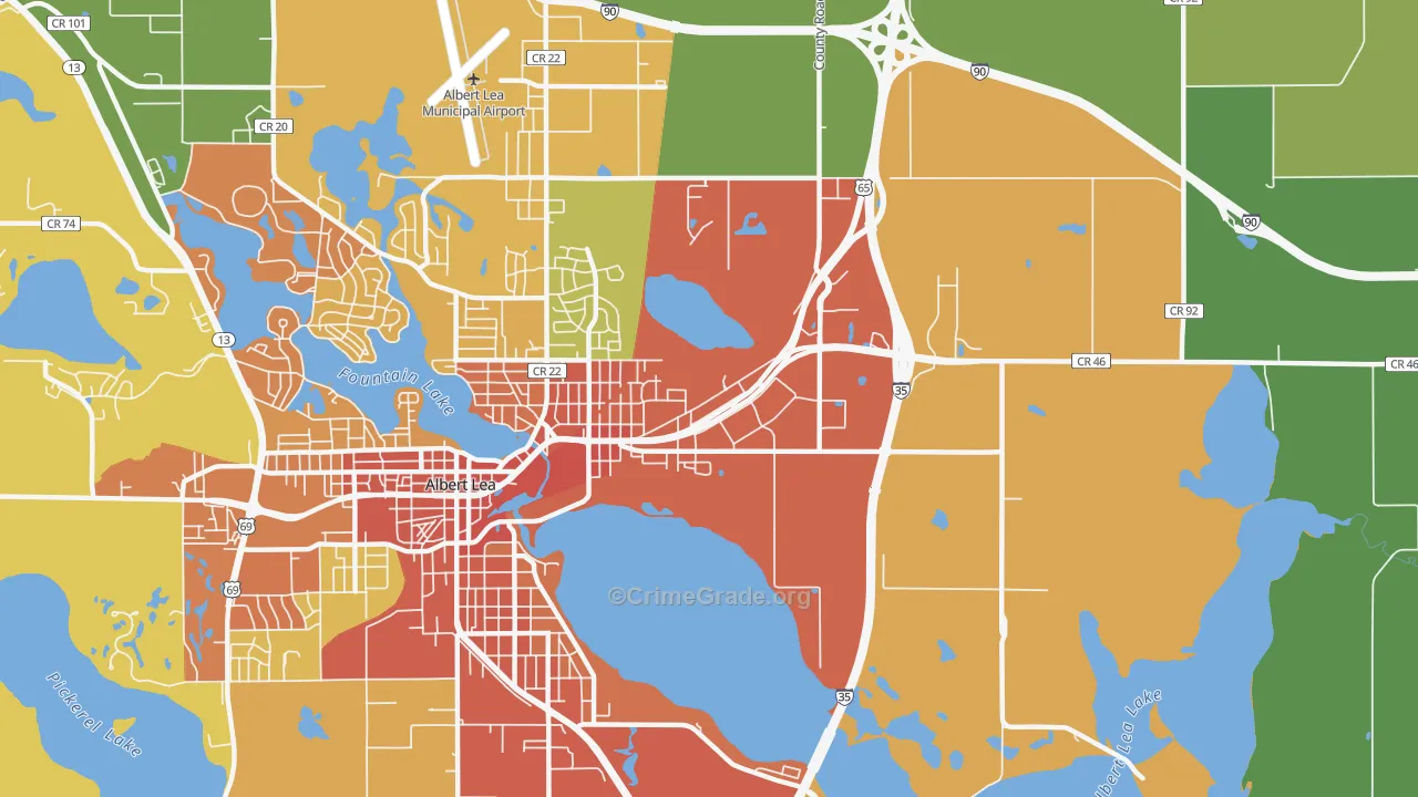 Oakland, MN Map of Assault Rates