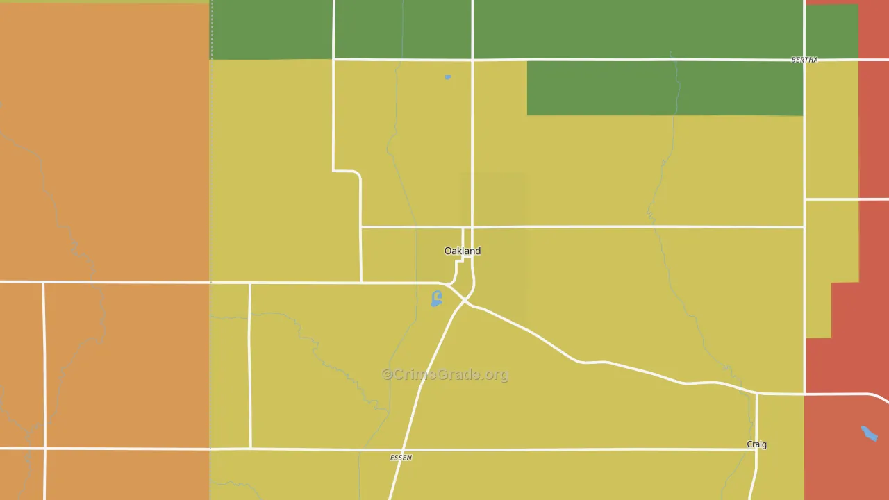 Oakland, NE Map of Assault Rates