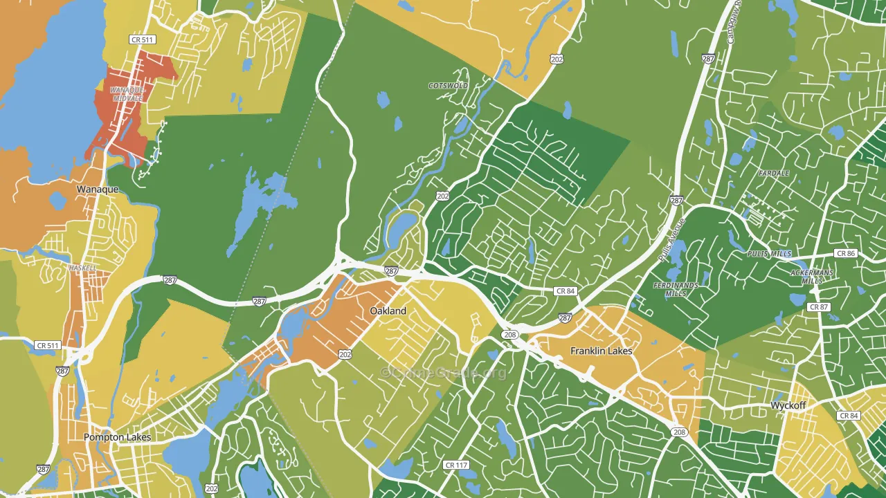 Oakland, NJ Map of Assault Rates