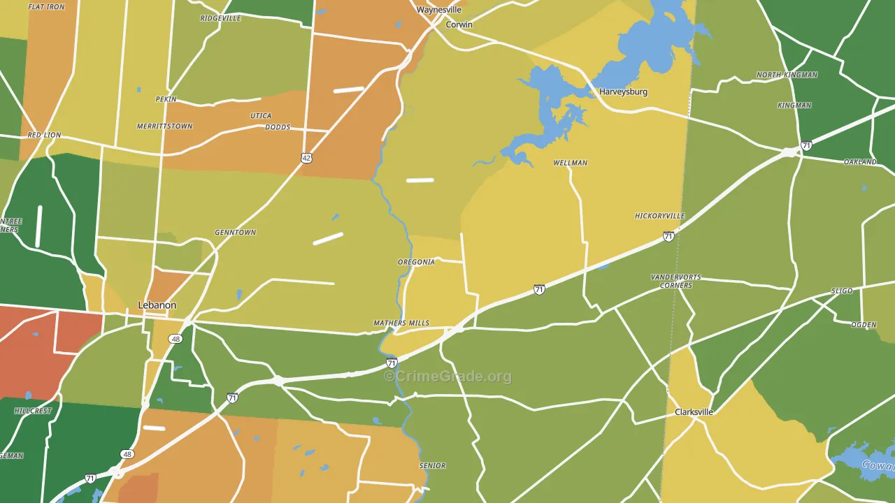 Oakland, OH Map of Assault Rates