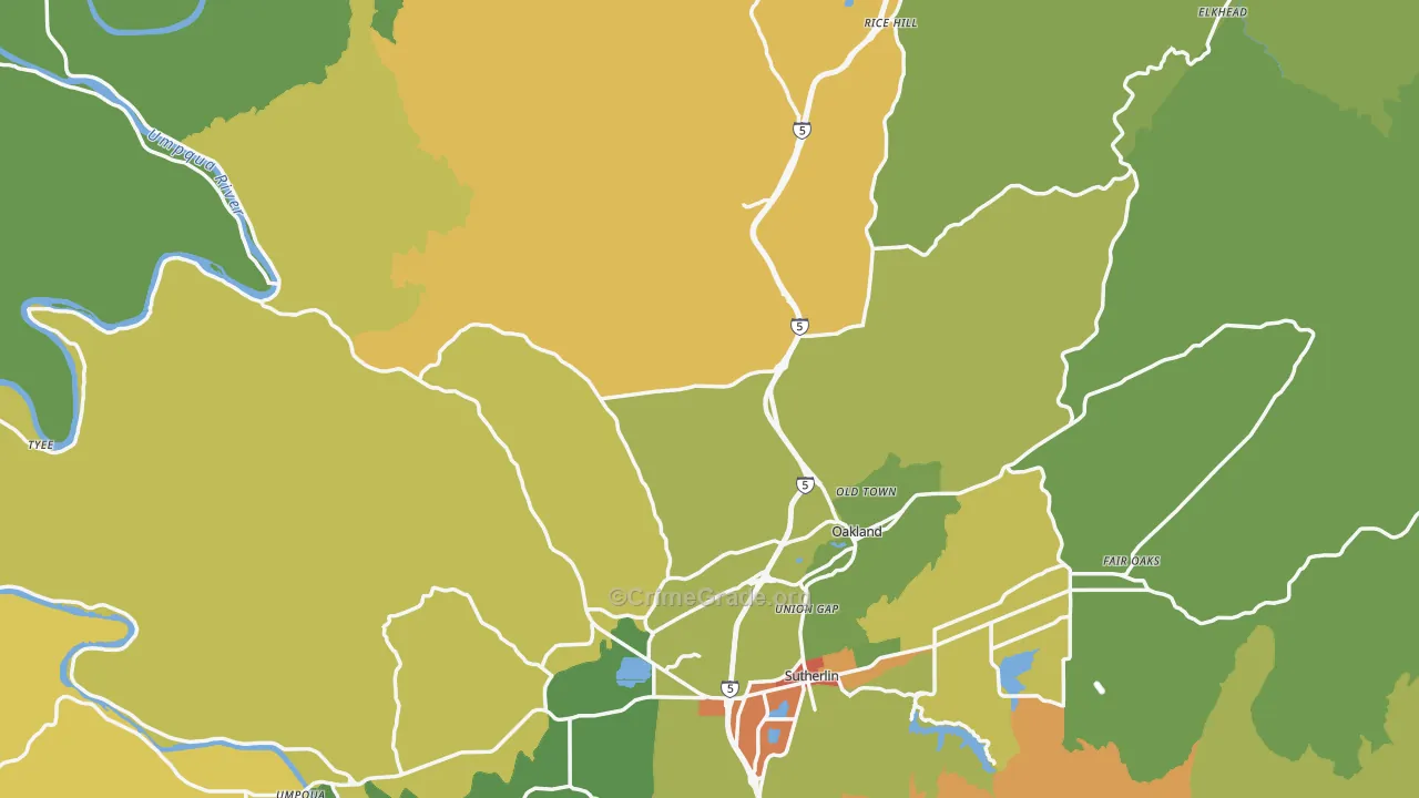 Oakland, OR Map of Assault Rates